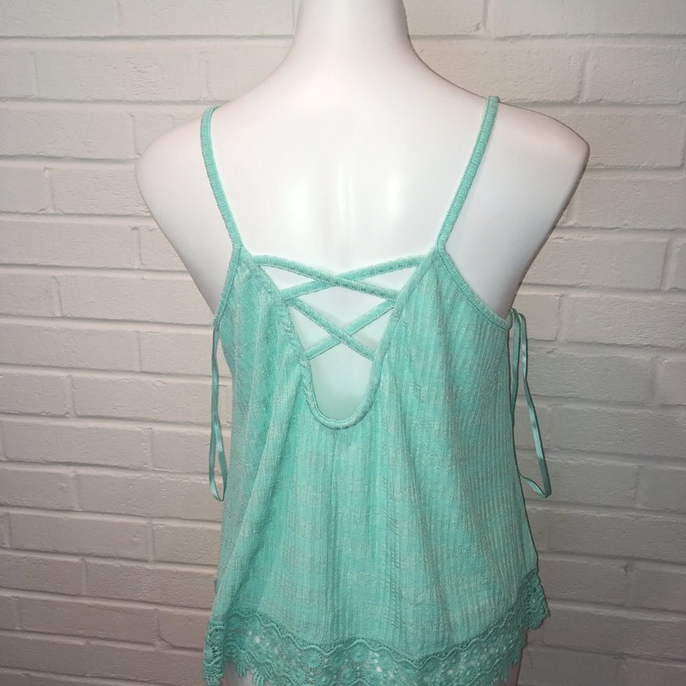 Line & Dot Ribbed Tank/Camisolewith Lace Bottom - Picture 3 of 3